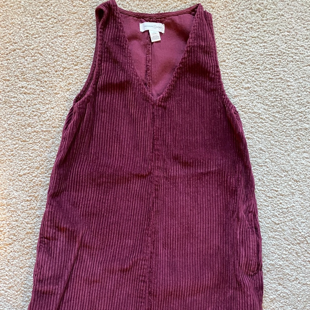 Treasure & Bond Maroon Corduroy Kids Dress